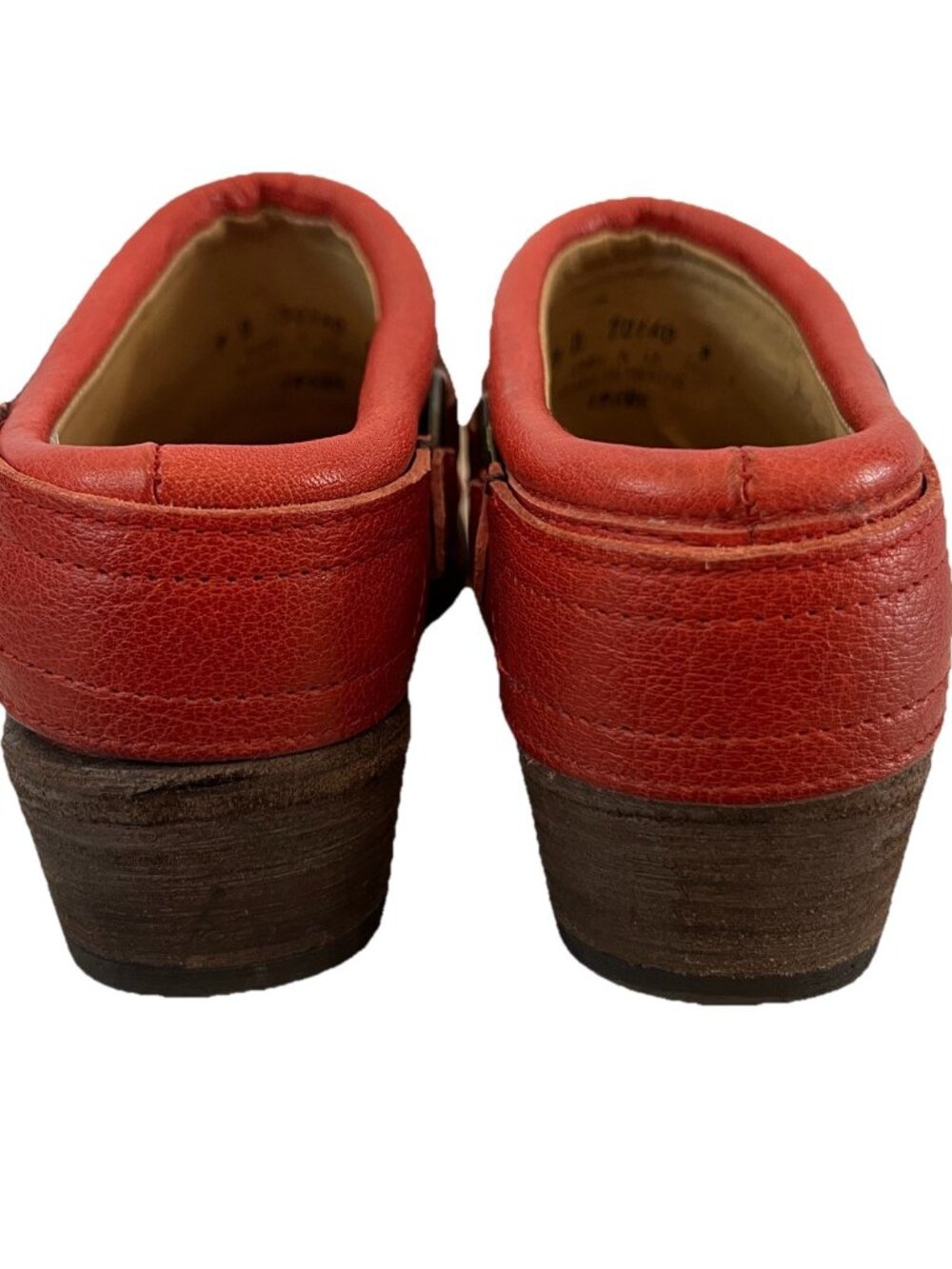Frye Red Leather Harness Mules 9 Womens Biker Moto Almond Toe Slip On Low Heel - Picture 5 of 11